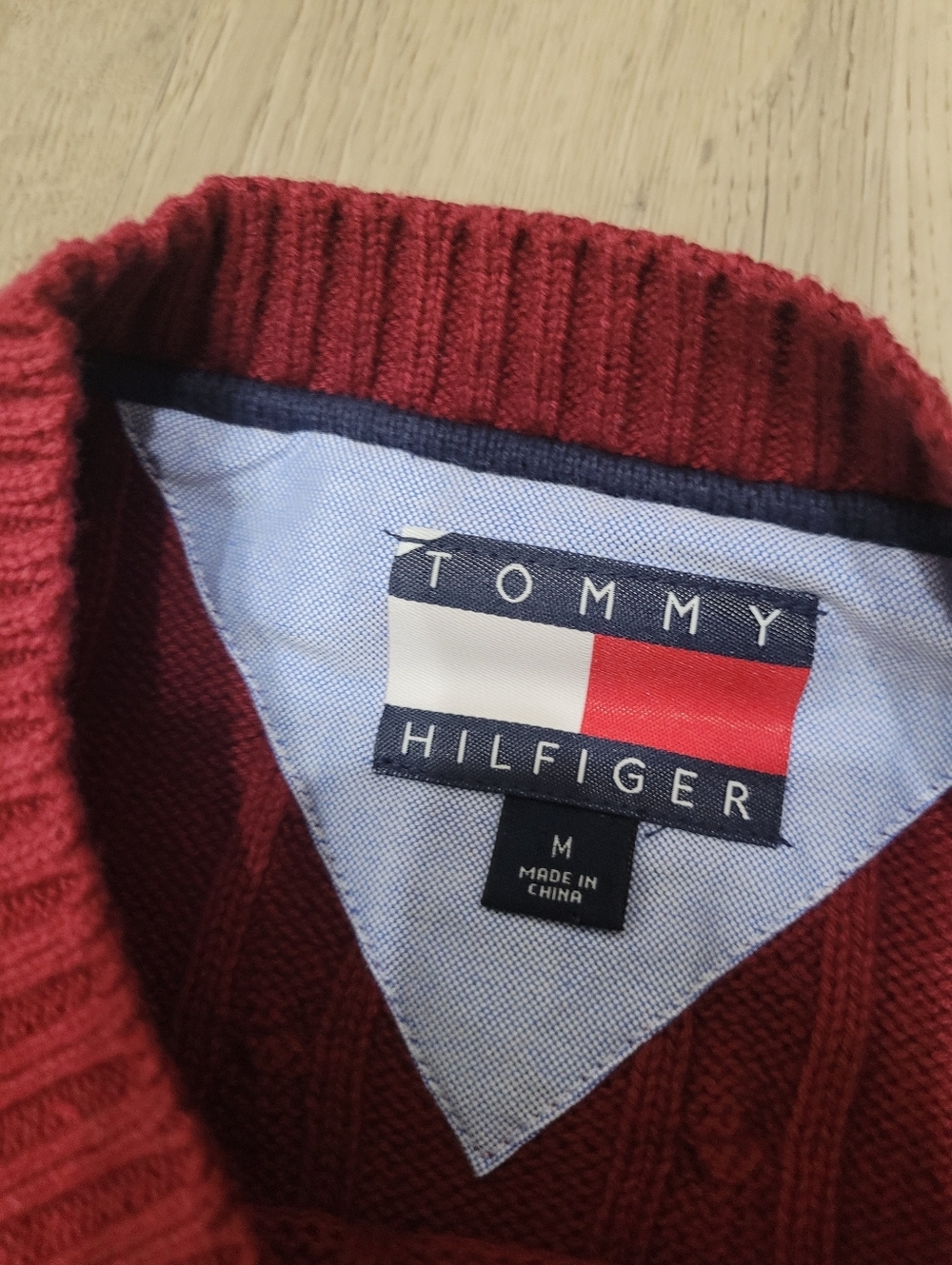 Vintage Tommy Hilfiger Burgundy Red Sweater Top Size: M - Picture 7 of 8